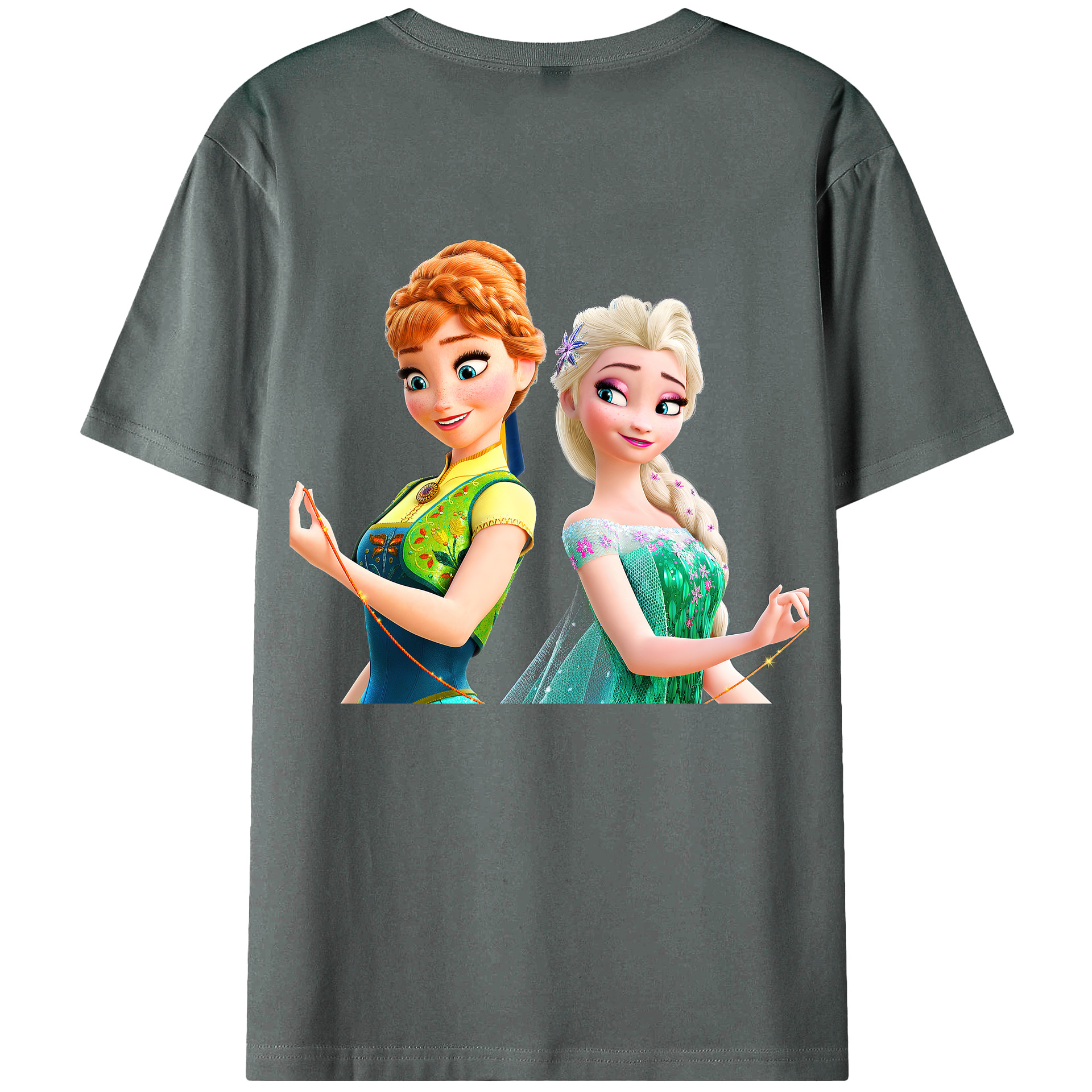 （画像用） アナと雪の女王 アンナ エルサ Frozen Anna Elsa 綿100％ メンズ半袖Tシャツ（バックプリント） 通気性